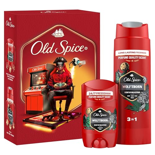 Old Spice Gamer Geschenkset für Männer mit Wolfthorn Deostick und Duschgel, 24/7 Frischhh bei täglicher Anwendung, langanhaltender Duft in Parfumqualität von Old Spice