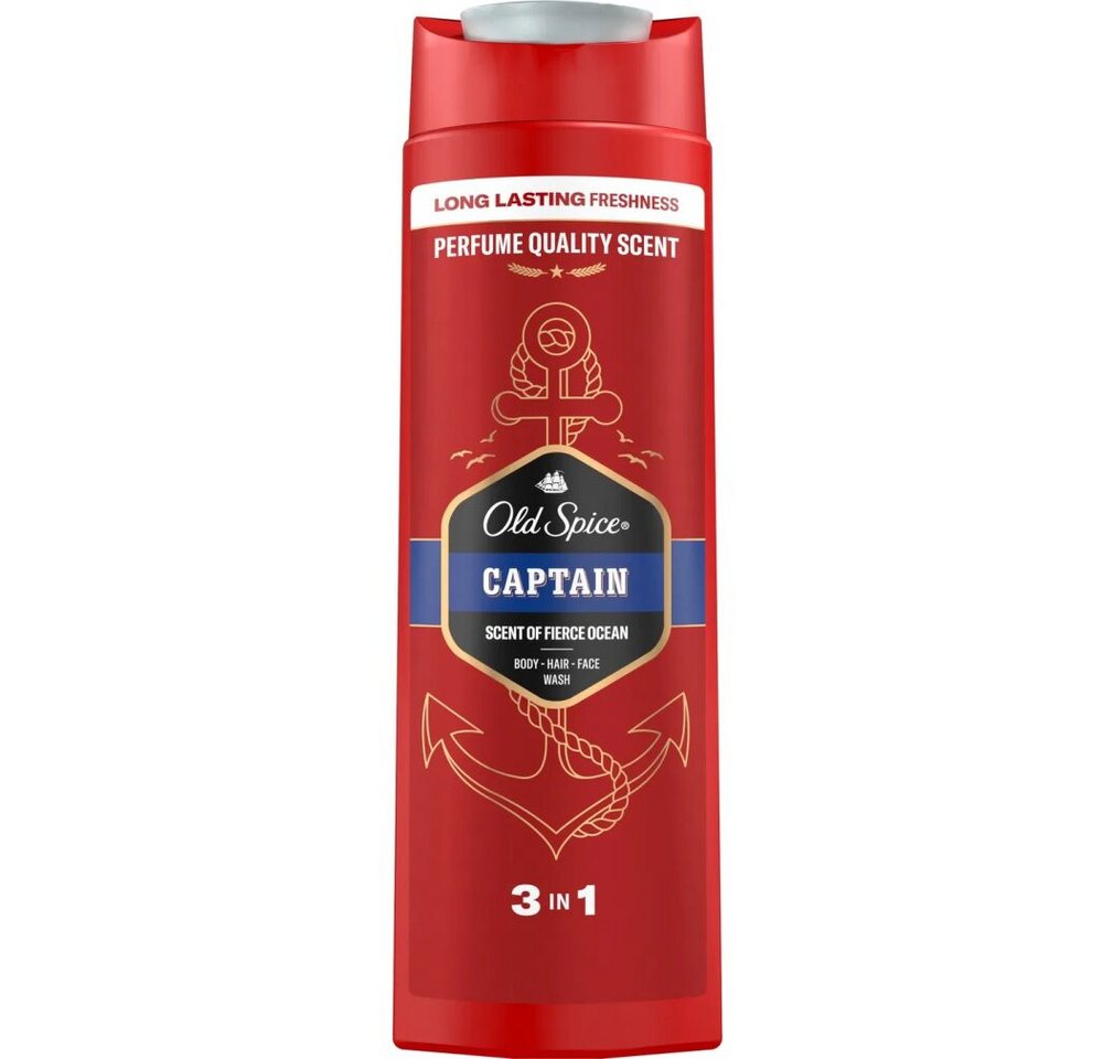Old Spice Haarshampoo Duschgel 3 in 1 Captain (Duschgel + Shampoo) - Volumen: 400 ml von Old Spice