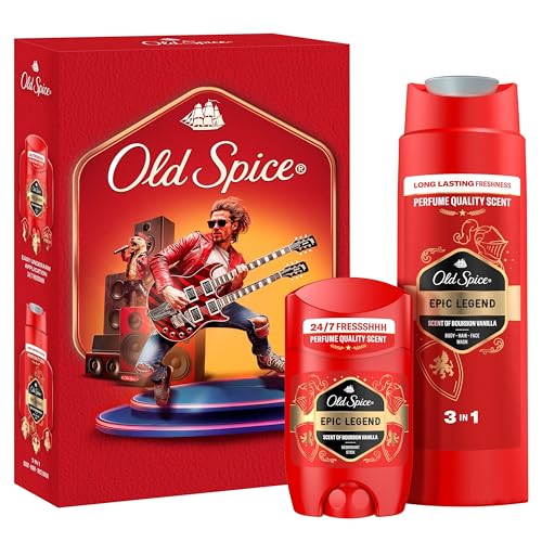 Old Spice Knight Geschenkset für Männer mit Epic Legend Deostick und Duschgel, 24/7 Frischhh bei täglicher Anwendung, langanhaltender Duft in Parfumqualität von Old Spice