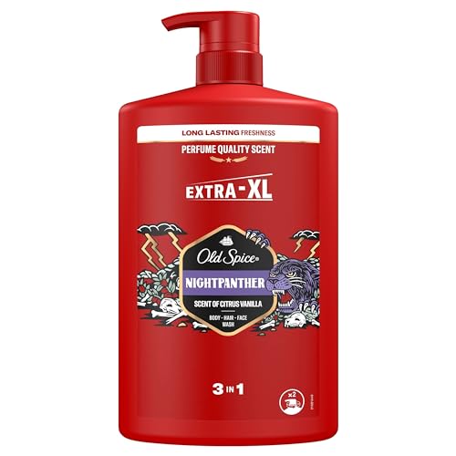 Old Spice Nightpanther 3-in-1 Duschgel & Shampoo für Männer, 1L, langanhaltender, frischer Duft in Parfümqualität für Haare-Gesicht-Körper von Old Spice