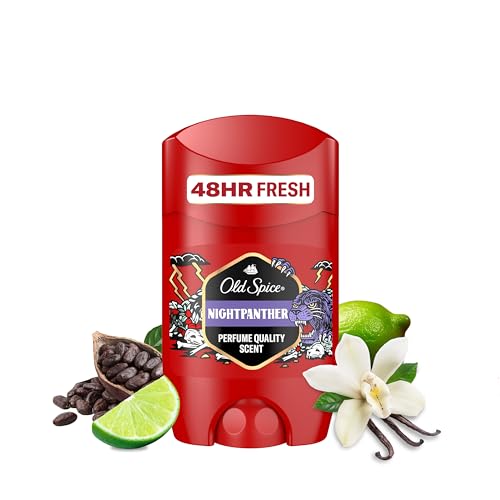 Old Spice Night Panther Deostift für Männer (50 ml), Herren, Gel, 48 h Frische, 0 % Aluminiumsalze, keine weißen Rückstände und gelben Flecken von Old Spice