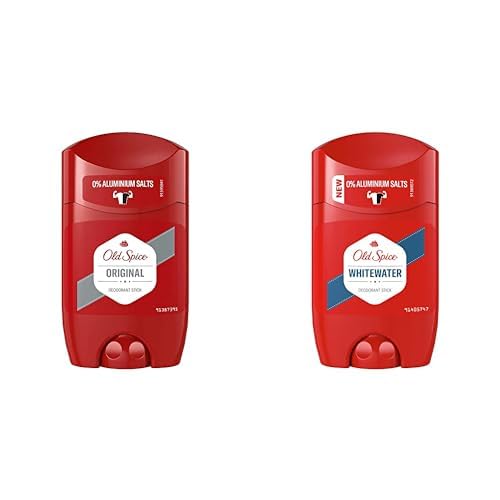 Old Spice Orginal Deodorant Stick | Deo Stick Ohne Aluminium Für Männer | Männer Deo Mit Langanhaltendem Duft, 50ml & Whitewater Deodorant Stick | 50ml | Deo Stick Ohne Aluminium Für Männer von Old Spice