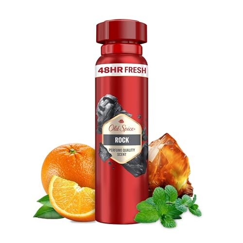 Old Spice Rock Deodorant Bodyspray für Männer, 150ml, 48H Frische, langanhaltender Duft in Parfümqualität, 0% Aluminiumsalze von Old Spice
