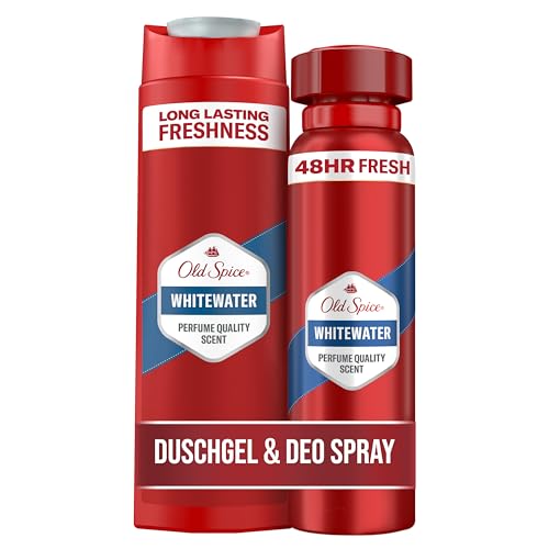 Old Spice Whitewater Deodorant Körperspray für Männer (150 ml), Old Spice Whitewater 3-in-1 Duschgel & Shampoo für Männer (250 ml) von Old Spice