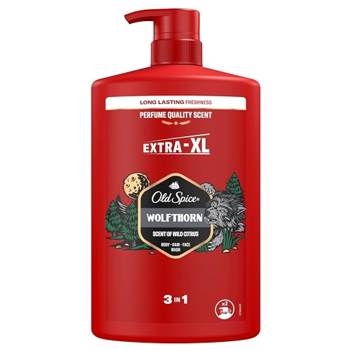 Old Spice Wolfthorn 3-in-1 Duschgel & Shampoo für Männer, 1L, langanhaltender, frischer Duft in Parfümqualität für Haare-Gesicht-Körper von Old Spice