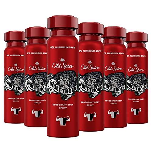 Old Spice Wolfthorn Deodorant Bodyspray | 6er Pack (6 x 150 ml) | Deo Spray Ohne Aluminium Für Männer | Männer Deo Mit Langanhaltendem Duft von Old Spice