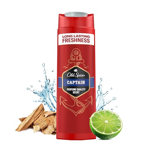 Old Spice Captain 3-in-1 Duschgel & Shampoo für Männer (400 ml), Körper-Haar-Gesichtsreinigung Männer, lang anhaltend Frisch, Zitrone, Sandelholz und Seeluft von Old Spice