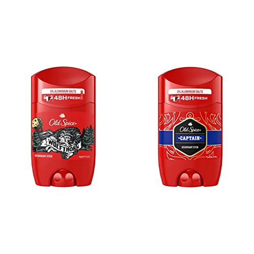 Old Spice Wolfthorn Deodorant Stick | 50ml | Deo Stick Ohne Aluminium Für Männer 50ml & Captain Deodorant Stick | Deo Stick Ohne Aluminium Für Männer | Männer Deo Mit Langanhaltendem Duft, | 50 ml von Old Spice