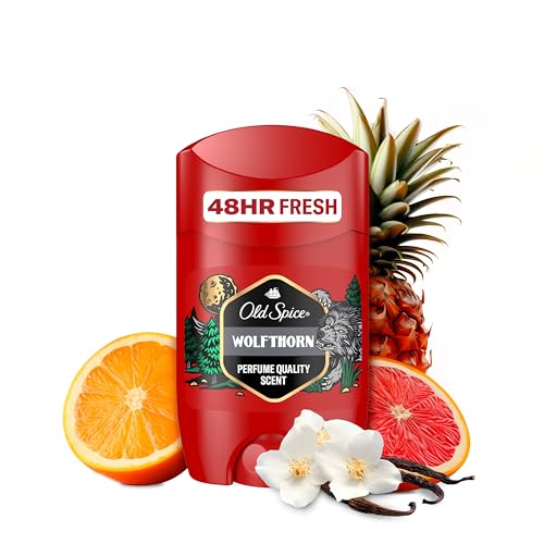 Old Spice Wolfthorn Deostift für Männer (50 ml), Herren, 48 h Frische, 0 % Aluminiumsalze, keine weißen Rückstände und gelben Flecken von Old Spice