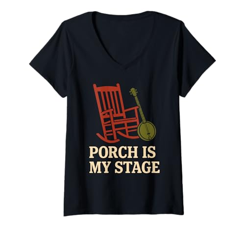 Damen Bluegrass Jam Banjo Picker Folk-T-Shirt für Musiker, Streichband T-Shirt mit V-Ausschnitt Damen Bluegrass Jam Banjo Picker Folk-T-Shirt für Musiker, Streichband T-Shirt mit V-Ausschnitt von Old-Time Acoustic Jam Session Pick and Strum