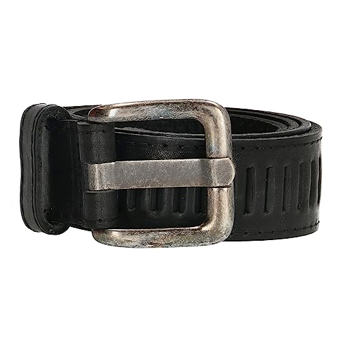 Old West Leder Perforierte Schlitze Gürtel für Damen und Herren - Echtes Leder - Gestickter Rand - Gürtelstreifen 4 cm breit - Schwarz - Länge insgesamt 130 cm / Gürtelgröße 115, blacks Old West Leder Perforierte Schlitze Gürtel für Damen und Herren - Echtes Leder - Gestickter Rand - Gürtelstreifen 4 cm breit - Schwarz - Länge insgesamt 130 cm / Gürtelgröße 115, blacks von Old West