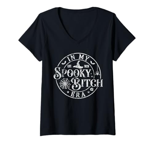 Damen In My Spooky Bitch Era Witchy Vintage Allerheiligen T-Shirt mit V-Ausschnitt von Old Witchy Vintage T- MY Spooky Bitch Era Tees