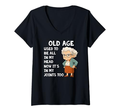Damen Alter war früher Alles in Meinem Kopf, jetzt ist es auch in Meinen Gelenken T-Shirt mit V-Ausschnitt Damen Alter war früher Alles in Meinem Kopf, jetzt ist es auch in Meinen Gelenken T-Shirt mit V-Ausschnitt von Old age used to be all in my head Tee
