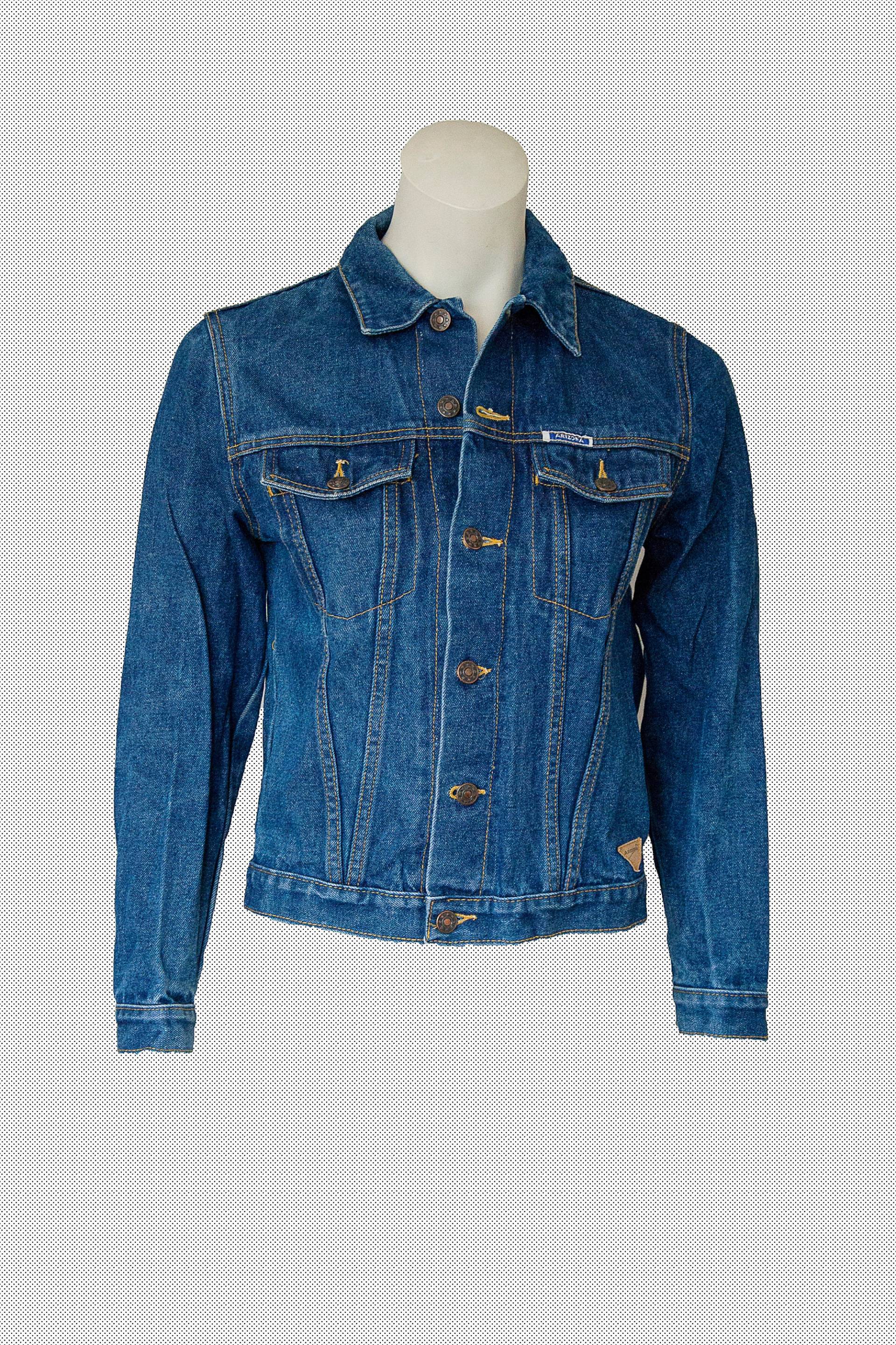 Arizona 90Er Vintage Dunkelblaue Jeansjacke Größe Small 164 von OldButGoldVntg