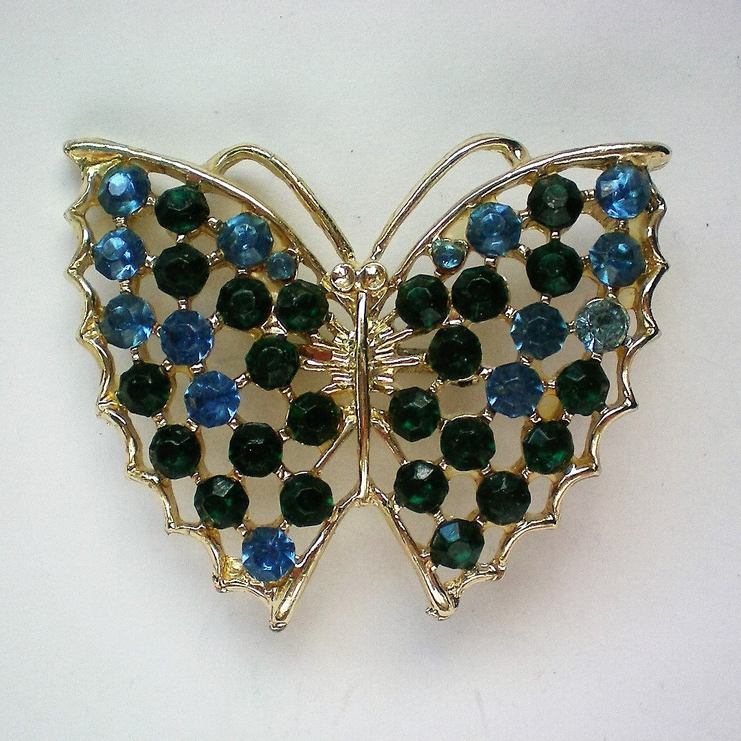 Blau Strass Schmetterling Pin - 5250 von OldCastleTreasures