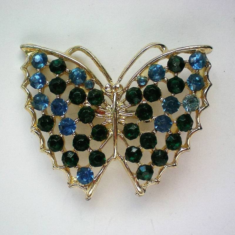 Blau Strass Schmetterling Pin - 5250 von OldCastleTreasures