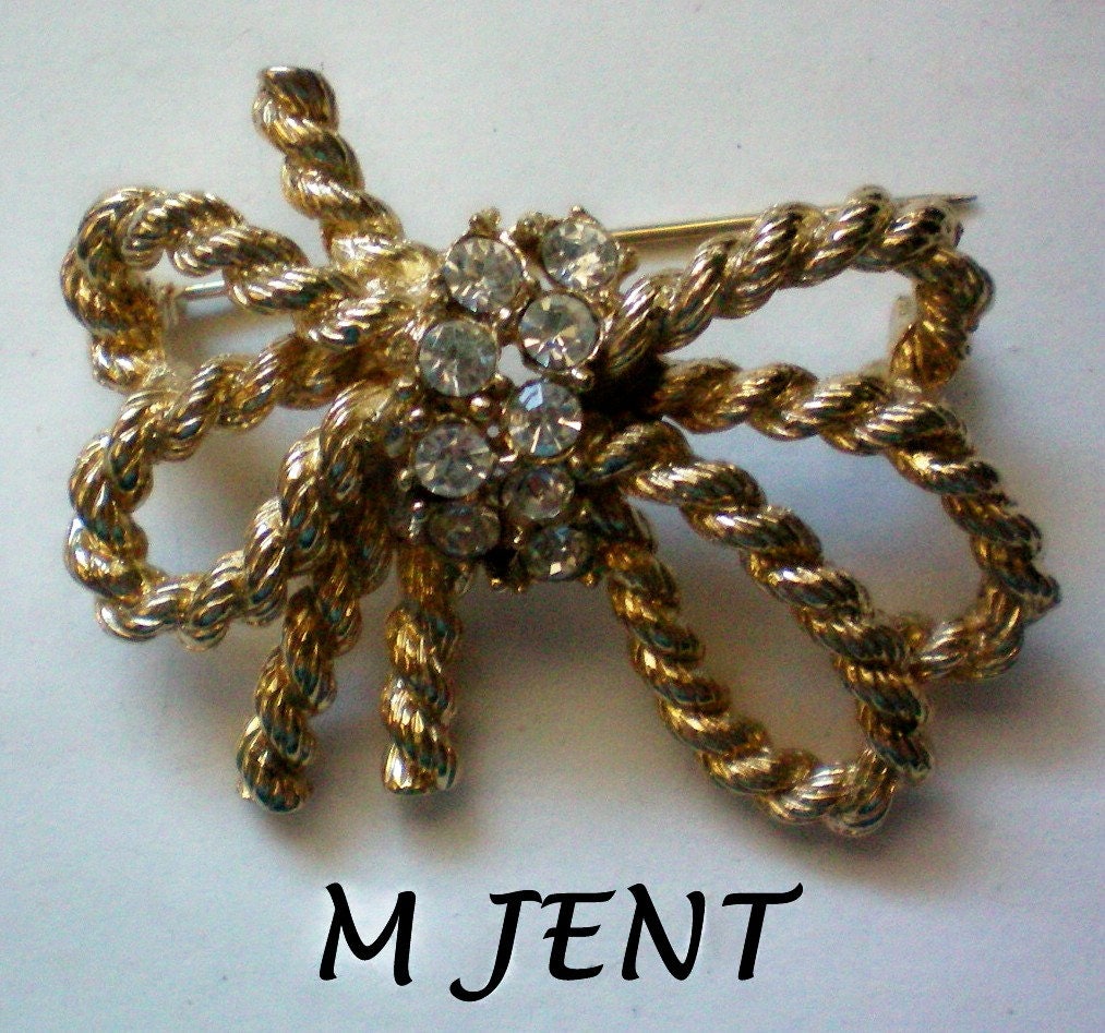 Goldenes Seil Schleifenbrosche Von M.jent - 4895 von OldCastleTreasures