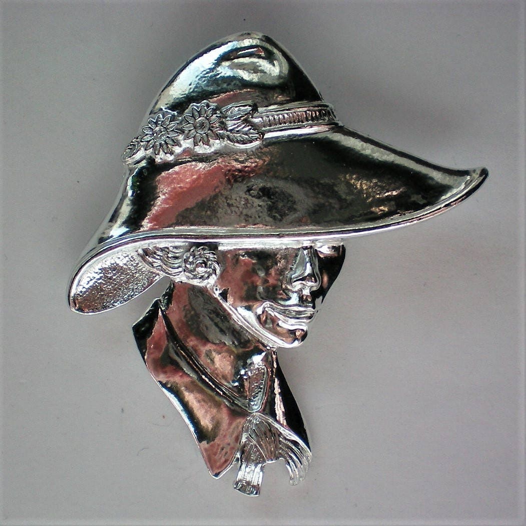 Silber Ton Lady Portrait Pin Von Torino - 5351 von OldCastleTreasures