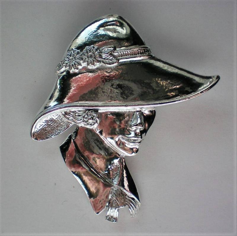 Silber Ton Lady Portrait Pin Von Torino - 5351 von OldCastleTreasures