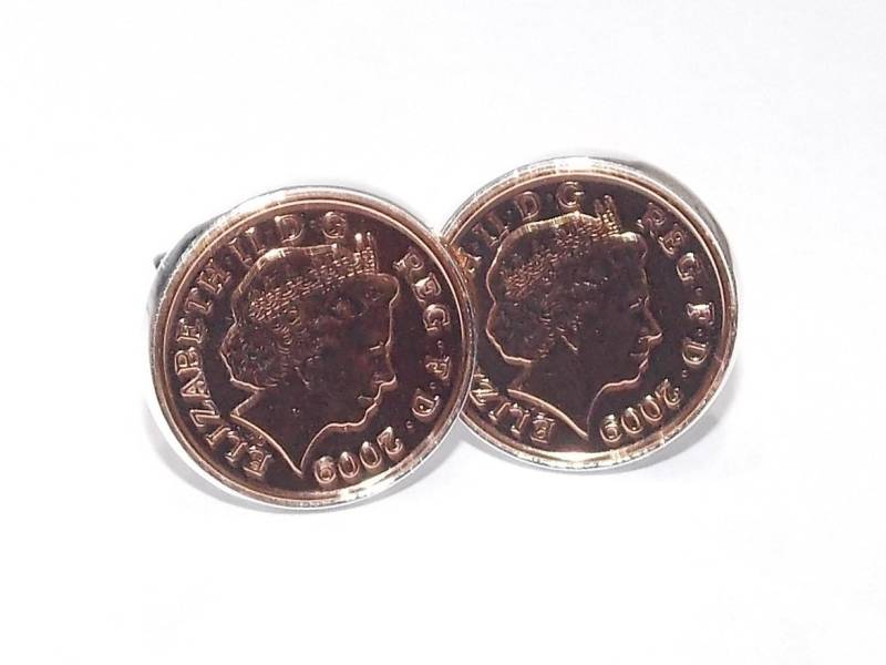 14Th Jubiläum 2011 Penny For Luck Geburtstagsgeschenk Münze Manschettenknöpfe Versilberte Verschlüsse von OldCoinCufflinks