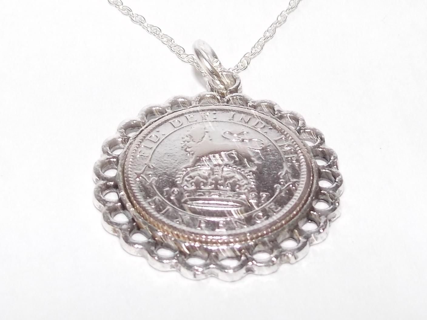 1927 Sixpence Kette 98.geburtstag Geschenk, Sterling Silber Kette von OldCoinCufflinks
