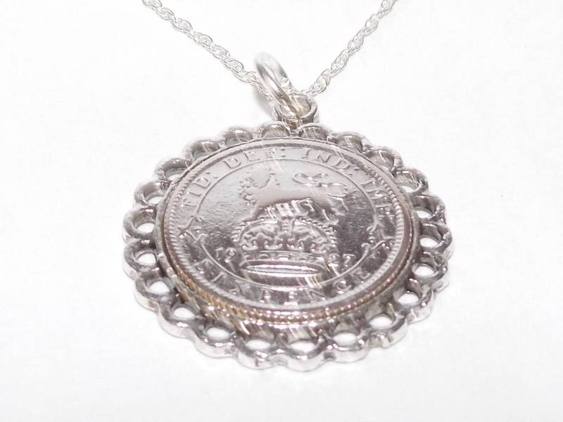 1927 Sixpence Kette 98.geburtstag Geschenk, Sterling Silber Kette von OldCoinCufflinks