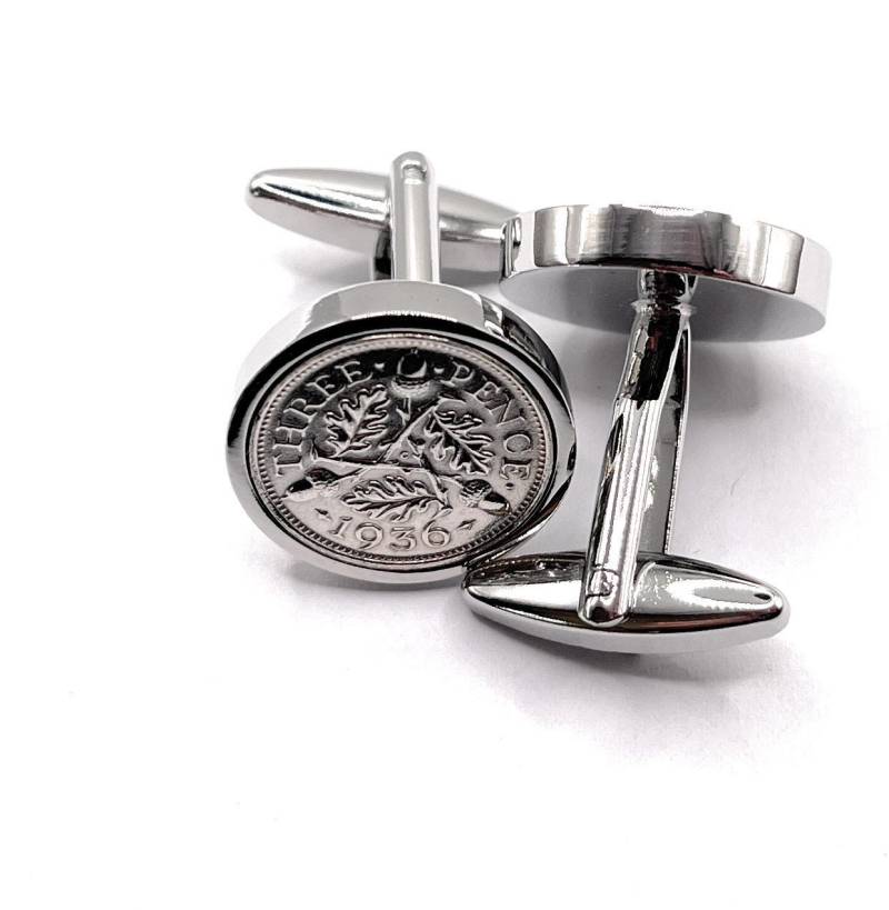 1936 Silber Dreipence Manschettenknöpfe 89.geburtstag Geschenk von OldCoinCufflinks
