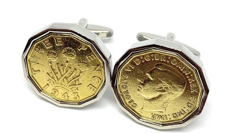 1943 Dreipence-Münzen-Manschettenknöpfe - Geschenk Zum 82.geburtstag von OldCoinCufflinks