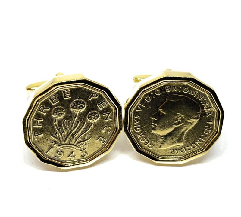 1943 Manschettenknöpfe Mit Drei Pence-Münzen - 82 von OldCoinCufflinks