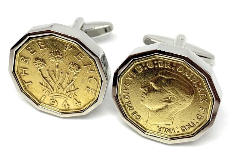 1944 Dreipence-Münzen-Manschettenknöpfe - Geschenk Zum 81 von OldCoinCufflinks