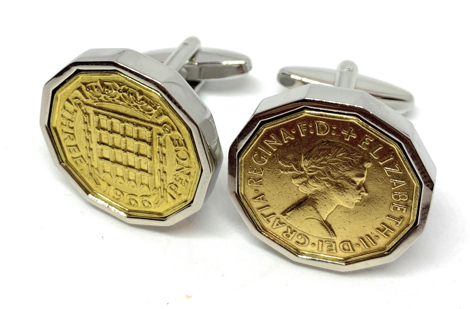 1966 Dreipence 3D 58.geburtstag Manschettenknöpfe - Original Von 1966, Geschenk Für Männer Slv Ht Loved One von OldCoinCufflinks