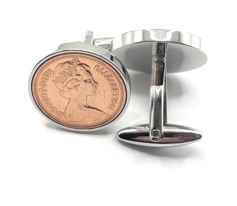1976 49. Geburtstagsgeschenk Penny For Luck Manschettenknöpfe Silber, Gold Oder Rosegold Plattierte Rückseiten von OldCoinCufflinks