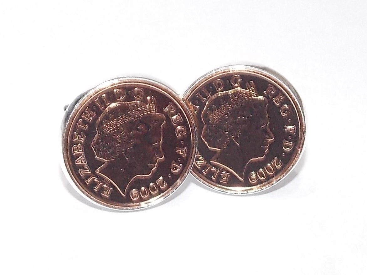 Manschettenknöpfe Mit 13-Jährigem Jubiläum 2012 Penny For Luck Münze von OldCoinCufflinks