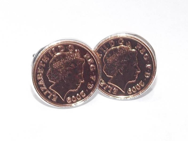 Manschettenknöpfe Mit 13-Jährigem Jubiläum 2012 Penny For Luck Münze von OldCoinCufflinks