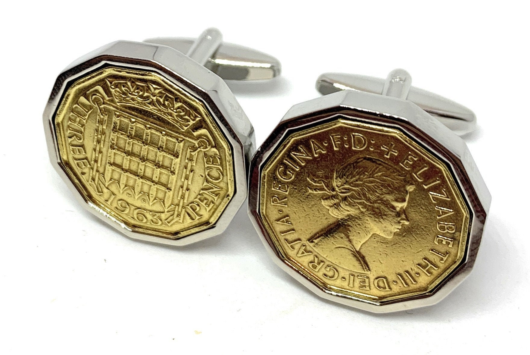 Original 1963 Dreipence 3D 61Er Geburtstag Manschettenknöpfe - Münze Slv Ht Geschenk Für Ihn Die Geliebte von OldCoinCufflinks