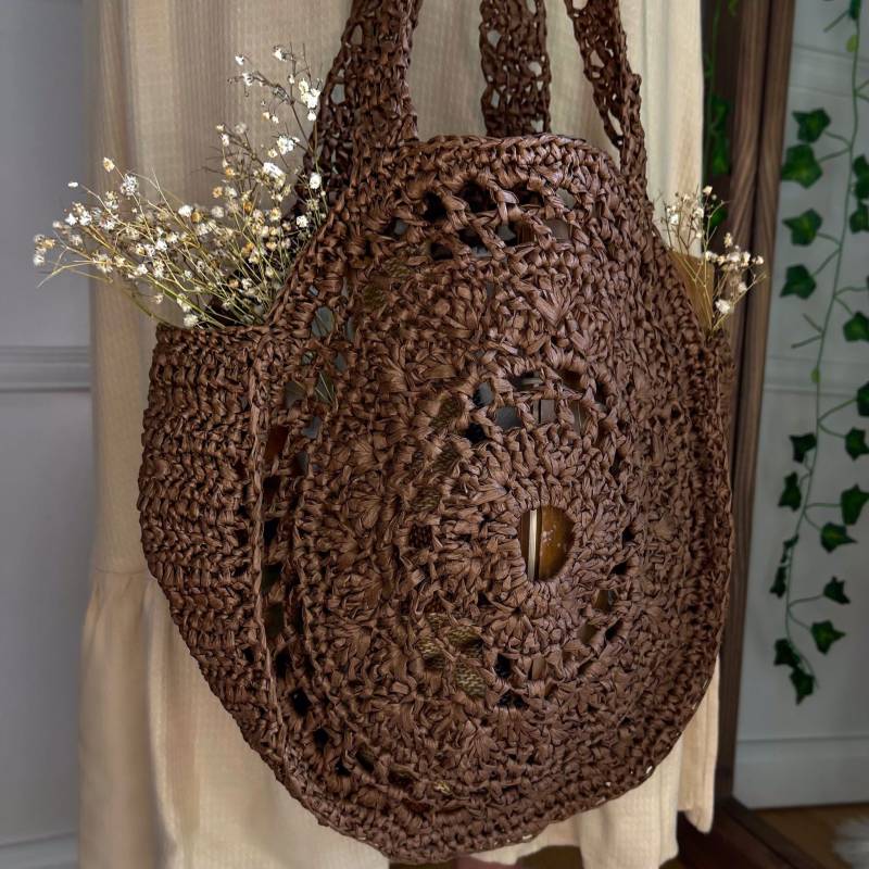 Handgefertigt-100% Papiergarn Damen Tasche - Häkeltasche Stilvolle Bio Frau Handtasche Stilvoll Boho Stil Strandtasche von OldCottonCargoCrafts