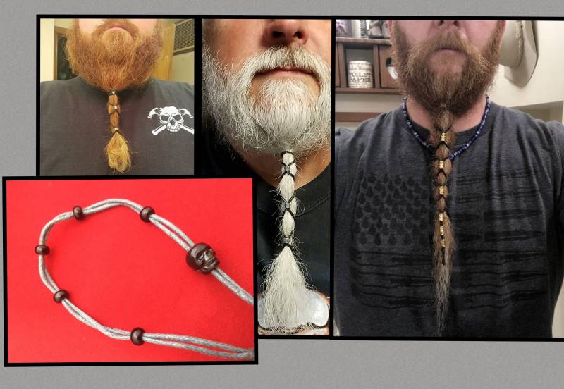 Bartspitze Mit Schwarzen Perlen Und Schwarzer Schädel Seilfarbe Wählen von OldCrowShop