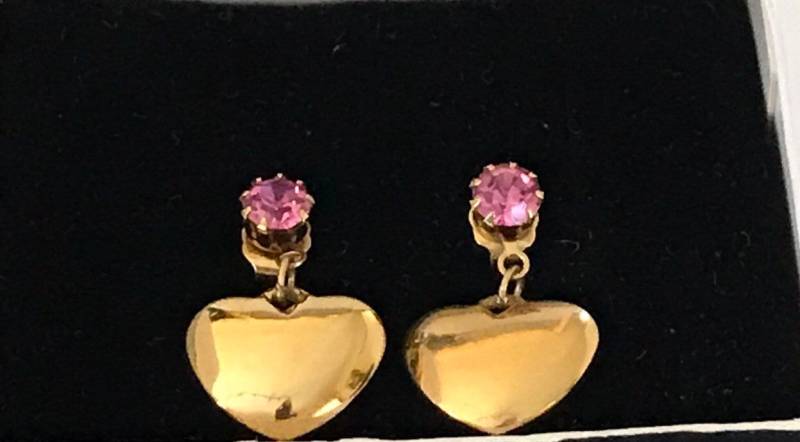 Gold Herz Ohrringe Mit Chirurgenstahl Stecker, Künstliche Rose Cubic Zirconia Gold Herz Ohrringe Mit Chirurgenstahl Stecker, Künstliche Rose Cubic Zirconia von OldFarmCollectibles
