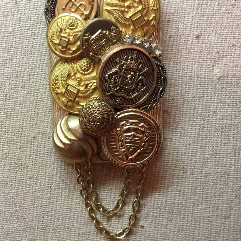 Vintage Messing Knopf Brosche von OldFriendsTreasures