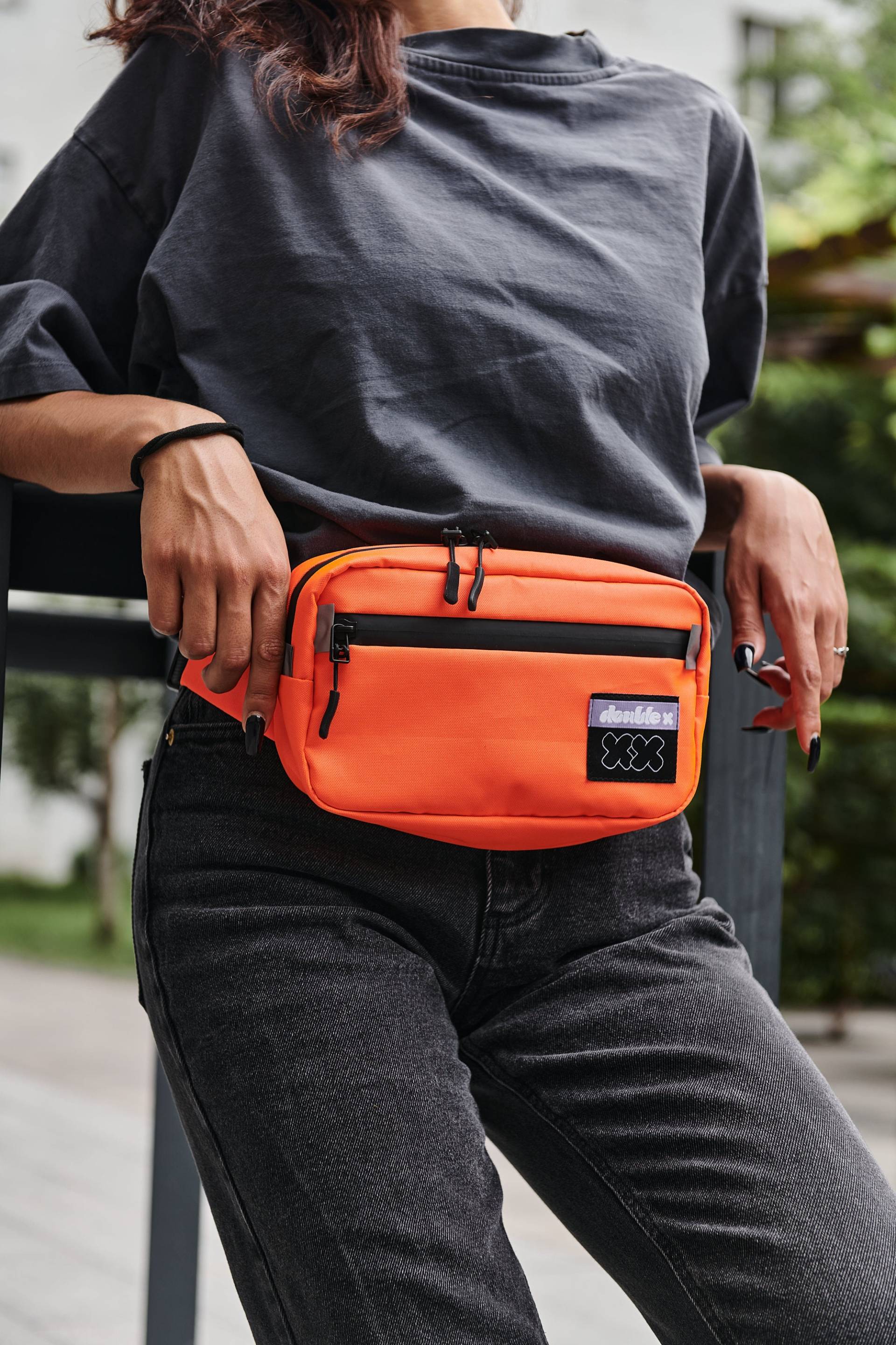 Sommer Fanny Pack, Orange Crossbody Bag Mit Reflektierenden Elementen, Kleine Schultertasche, Hüfttasche, Gürteltasche von OldFriendsWorkshop