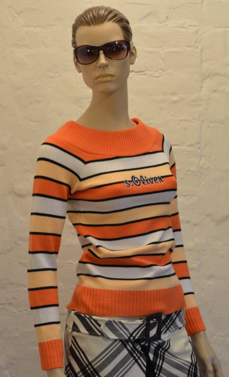 Frauen Pullover Von S.oliver Aus Weichem Orange Gestreiftem Partypullover von OldGenuineThings