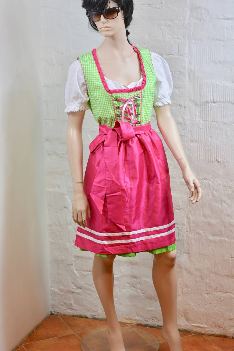 Grünes Vintage Dirndl/Dirndlkleid Zum Aufstellen von OldGenuineThings