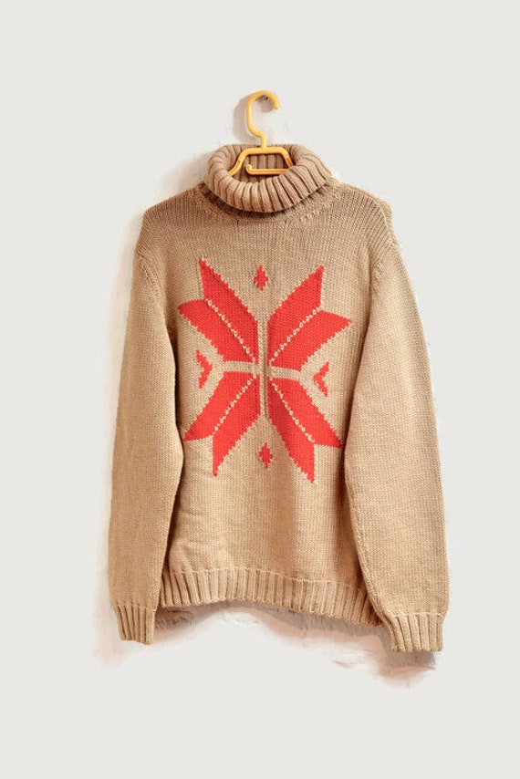 Rollkragen Merino Wolle Gestrickt Männerpullover 80Er Jahre By Rene Lezard Gr. M von OldGenuineThings