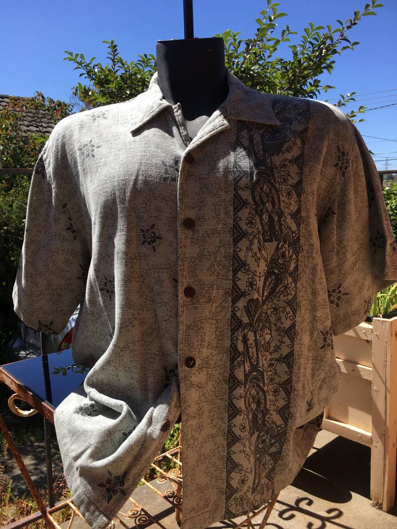 1960S Style Grünes Kurzarm Hemd - Baumwollstoff Gr. L, Xl von OldHatt