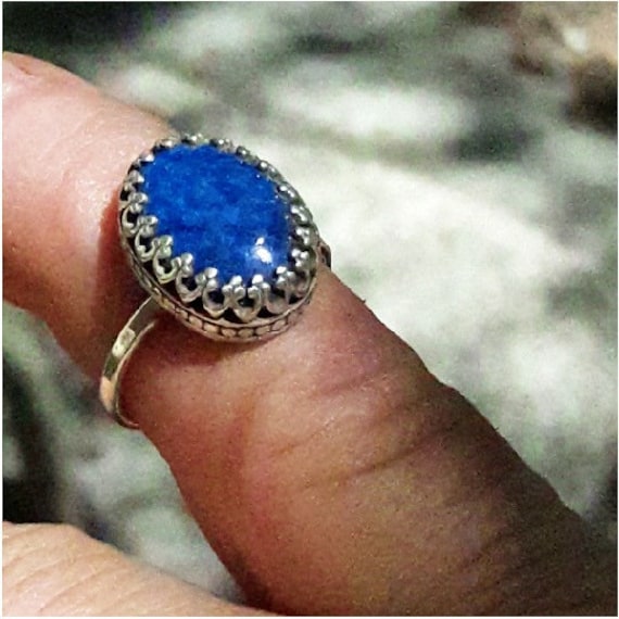 Damen Silber Lapis Ring Handgefertigt Von Alten Hippie Dave 925 Sterling Ovale Galerie Design Große Mothes Tag Geschenk von OldHippieDaveJewelry