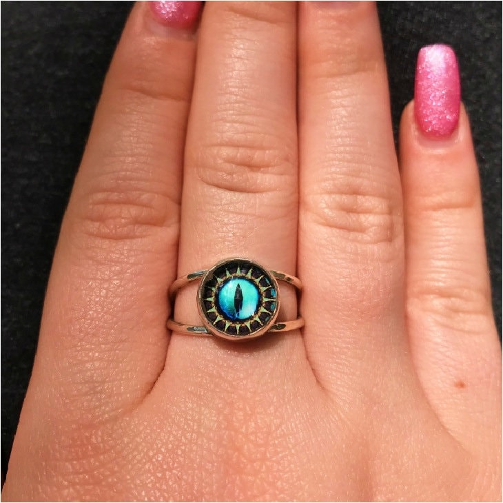 Silber Drachen Auge 10mm Glas Ring Ist Handgefertigt Von Old Hippie Dave 925 Sterling Tolles Weihnachtsgeschenk von OldHippieDaveJewelry