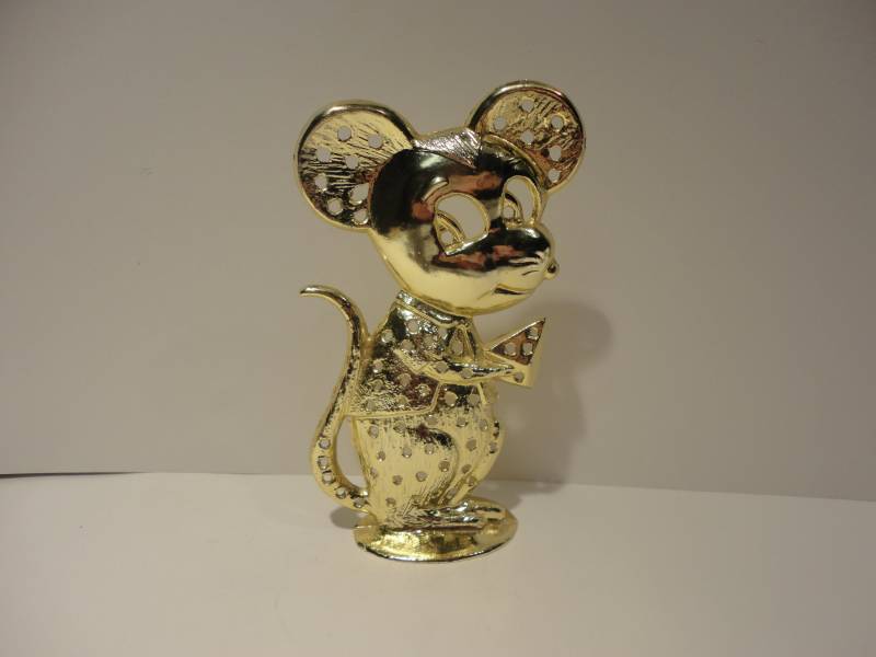 Gold Metall Maus Mit Käse Ohrring Halter, Sammler Vintage Halter von OldIsNewAgainGifts