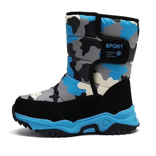 OldPAPA Kinder Winterstiefel Schneestiefel, wasserdichte Schneeschuhe für Jungen bei kaltem Wetter rutschfeste Unisex-Schuhe für das Skifahren im Freien (Kleinkind/kleines Kind/großes Kind),Blau, 30 von OldPAPA