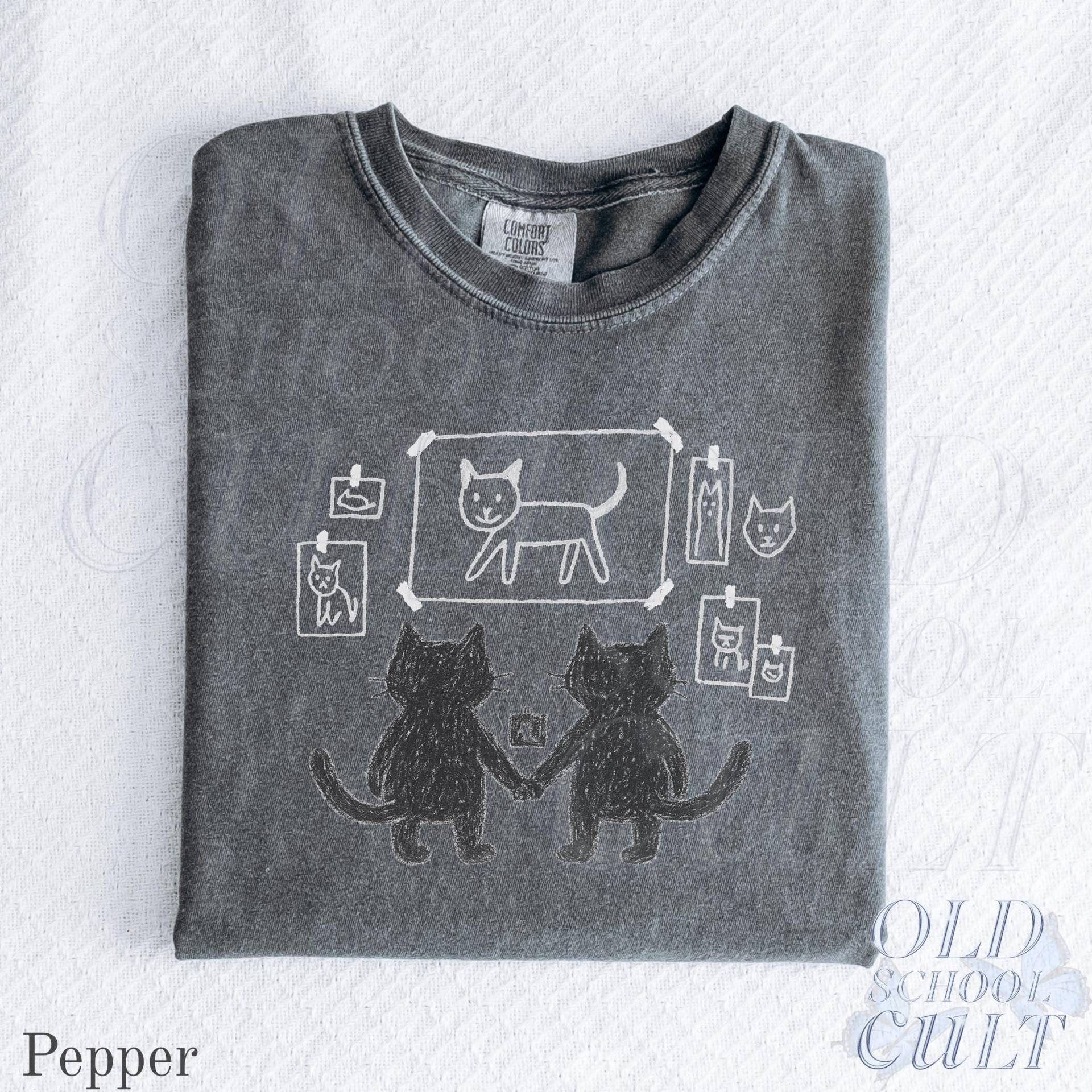 Katzenpaar Comfort Colors® Tshirt, Retro Süße Katzen Shirt, Lustiges Kätzchen Top, Katzenliebhaber Geschenk, Unisex Für Erwachsene Grafik von OldSchoolCulture