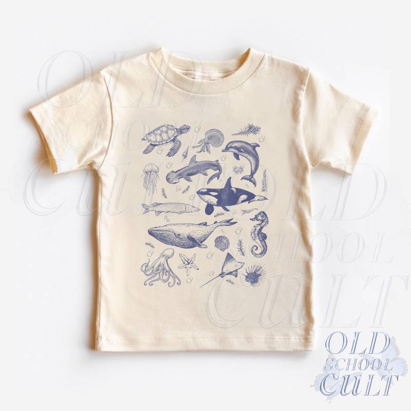 Meerestiere Kleinkind Shirt, Süße Ozean Kinderkleidung, Boho Erwachsene, & Jugend T-Shirt, Kinder Familie Tier Baby Bodysuit von OldSchoolCulture